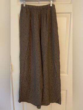 CP Shades vintage brown wide leg pants with brocade embossed design Medium